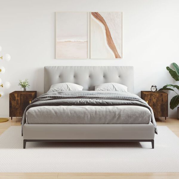 vidaXL Tables de chevet 2 pcs ch&ecirc;ne fum&eacute; 40x40x50 cm bois d'ing&eacute;nierie