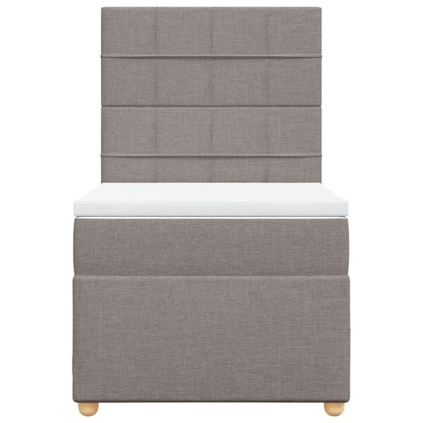 vidaXL Sommier &agrave; lattes de lit avec matelas Taupe 90x190 cm Tissu