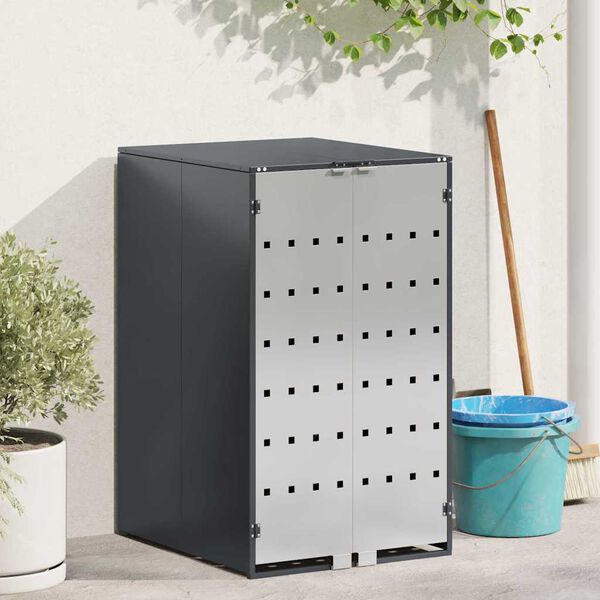 vidaXL Stockage de Poubelle à Roulettes avec Couvercle à Gaz Relevable pour Poubelle de 240L