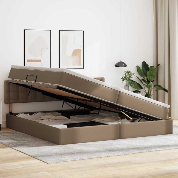 vidaXL Lit avec rangement et matelas Cappuccino 200 x 200 cm