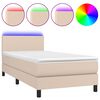vidaXL Sommier &agrave; lattes de lit avec matelas et LED Cappuccino 90x200cm