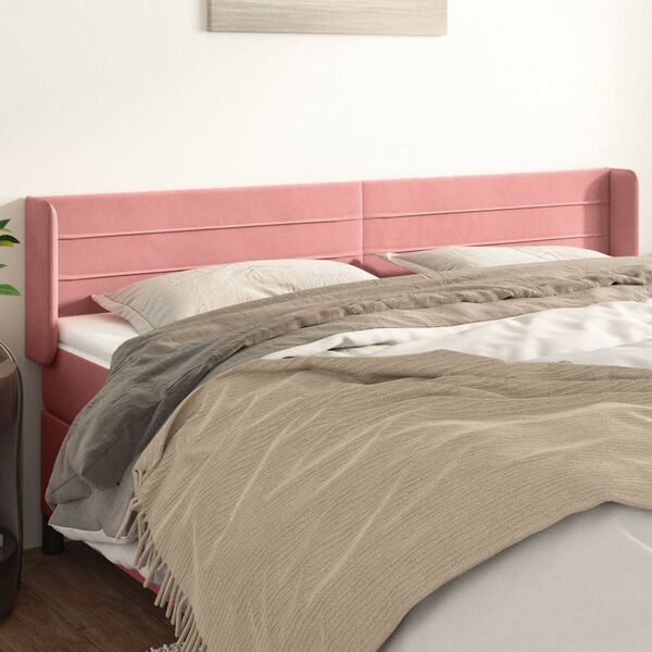 vidaXL T&ecirc;te de lit avec oreilles Rose 183x16x78/88 cm Velours