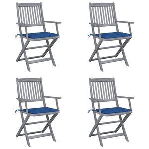 vidaXL Chaises pliantes 4 pi&egrave;ces avec coussins en bois d'acacia massif