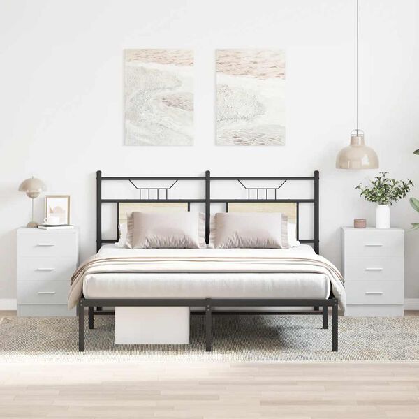 vidaXL Tables de chevet 2 pcs Blanc 38x35x56 cm Bois d'ing&eacute;nierie