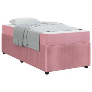 vidaXL Cadre de lit avec matelas Rose 100 x 200 cm tissu