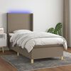 vidaXL Sommier &agrave; lattes de lit matelas et LED Taupe 100x200 cm Tissu