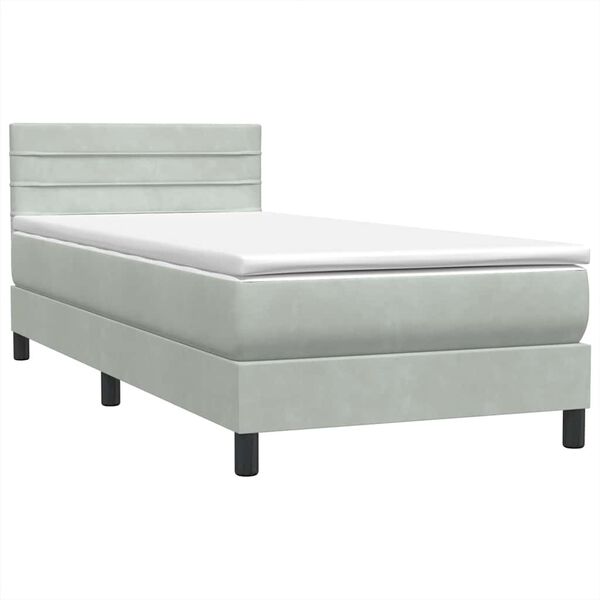 vidaXL Sommier &agrave; lattes de lit et matelas gris clair 90x210 cm velours