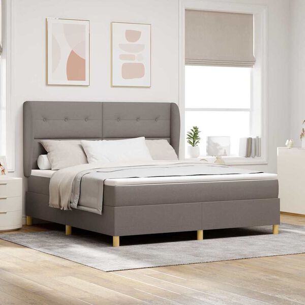 vidaXL Lit &agrave; ressorts avec matelas gris fonc&eacute; 90x190 cm Taupe tissu