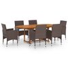vidaXL Ensemble &agrave; manger de jardin et coussins 7 pcs Marron