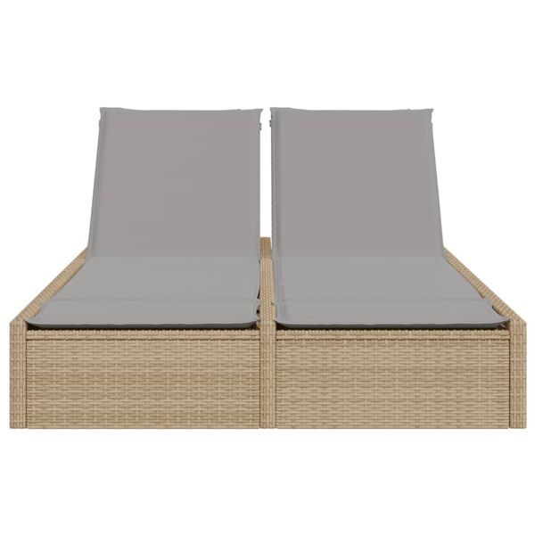vidaXL Chaise longue double avec coussins beige résine tressée