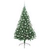 vidaXL Sapin de No&euml;l artificiel pr&eacute;-&eacute;clair&eacute; Vert 210 cm PVC