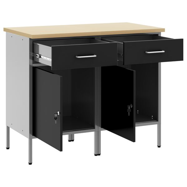 vidaXL Placard de travail 2 pcs Noir et gris 100 x 55 x 85 cm