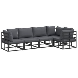 vidaXL Ensemble de canap&eacute; de jardin 5 pc Noir Aluminium