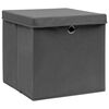 vidaXL Boîtes de rangement avec couvercles 4 pcs 28x28x28 cm Gris