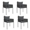 vidaXL Chaises de jardin avec coussins lot de 4 noir 54x61x83 cm rotin