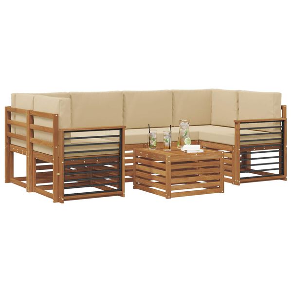vidaXL Ensemble de canap&eacute;s d'ext&eacute;rieur 7 pcs Naturel et Beige