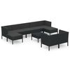 vidaXL Salon de jardin 10 pcs avec coussins R&eacute;sine tress&eacute;e Noir
