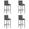 vidaXL Tabourets de bar de jardin et coussins lot de 4 r&eacute;sine tress&eacute;e