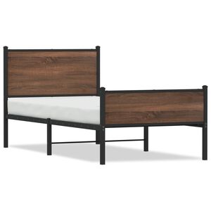 vidaXL Cadre de lit en m&eacute;tal sans matelas ch&ecirc;ne marron 90x190 cm