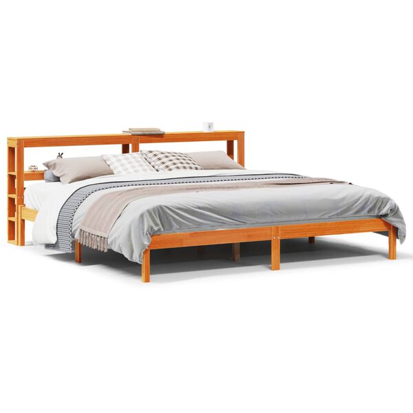 vidaXL Cadre de lit et tête de lit sans matelas cire marron 180x200 cm