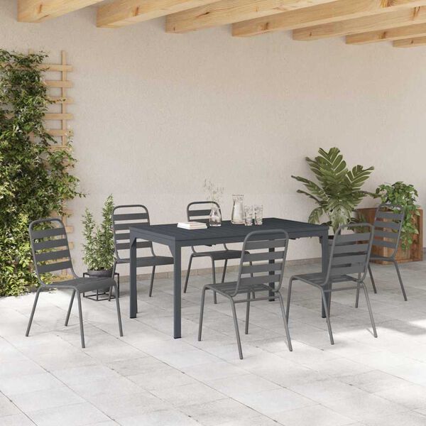 vidaXL Ensemble de salle &agrave; manger pour jardin 7 pcs Anthracite