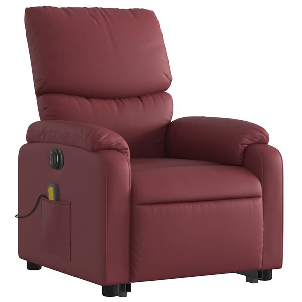 vidaXL Fauteuil inclinable de massage &eacute;lectrique rouge bordeaux