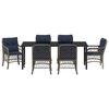 vidaXL Ensemble de salle &agrave; manger pour jardin 7 pcs Gris et Noir Rotin