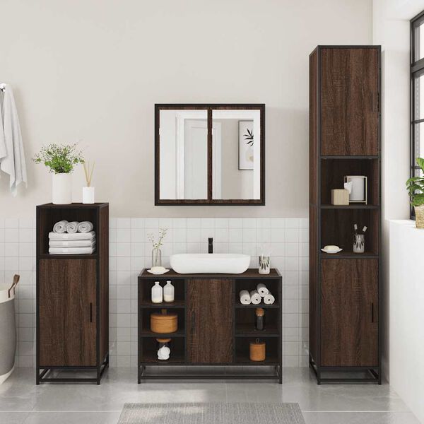 vidaXL Ensemble de meubles de salle de bain 3 pcs Chêne marron