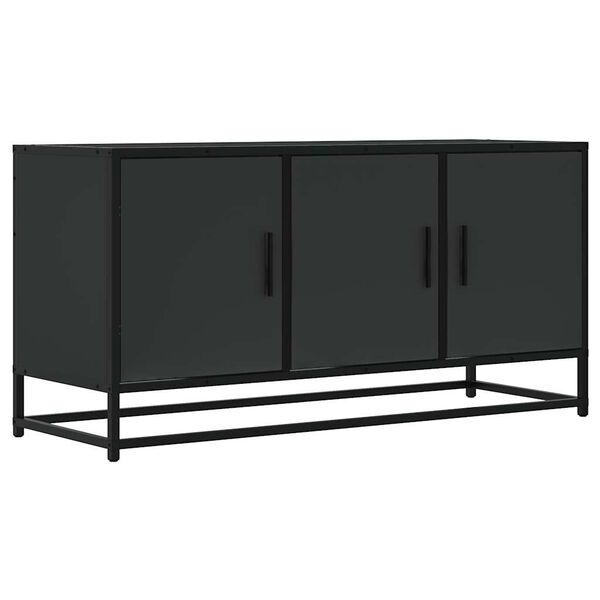 vidaXL Meuble TV noir 100x35x50 cm bois d'ing&eacute;nierie et m&eacute;tal