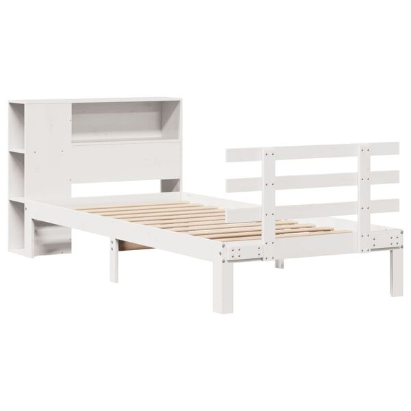 vidaXL Lit bibliothèque sans matelas blanc 75x190cm bois de pin massif