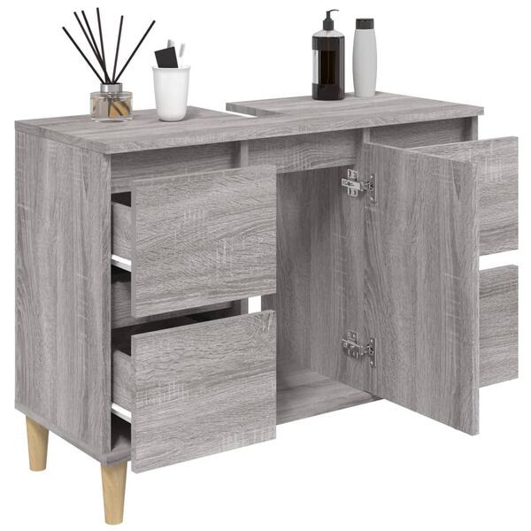 vidaXL Meuble d'évier sonoma gris 80x33x60 cm bois d'ingénierie