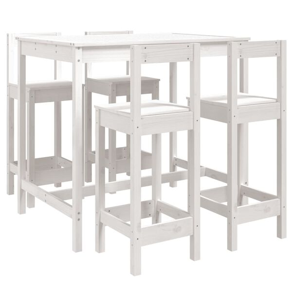 vidaXL Ensemble de bar de jardin 5 pcs blanc bois massif de pin