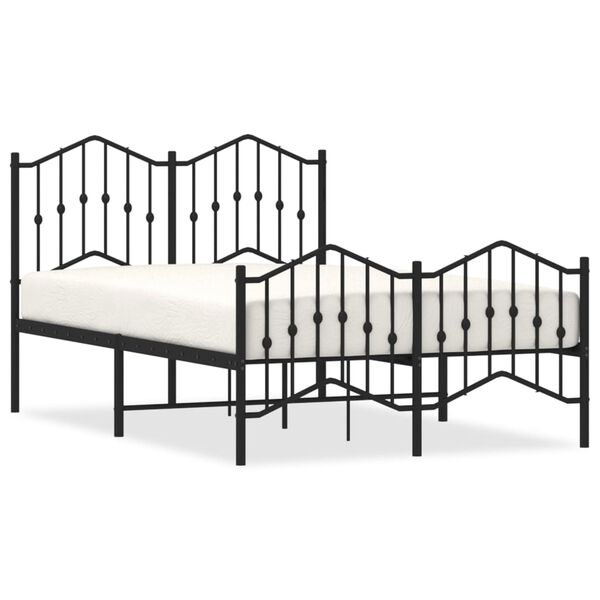 vidaXL Cadre de lit m&eacute;tal sans matelas avec pied de lit noir 120x200cm