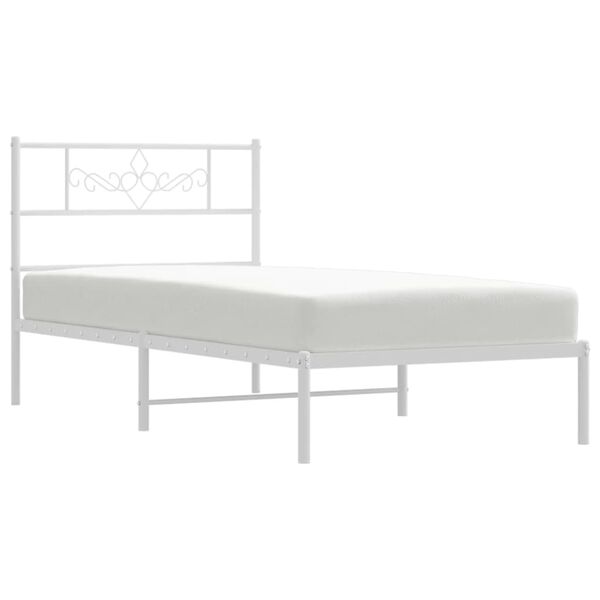 vidaXL Cadre de lit métal sans matelas avec tête de lit blanc 90x200cm