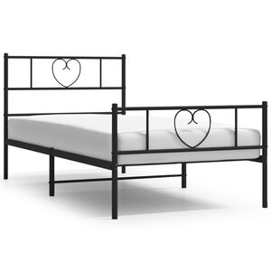 vidaXL Cadre de lit m&eacute;tal sans matelas avec pied de lit noir 107x203cm
