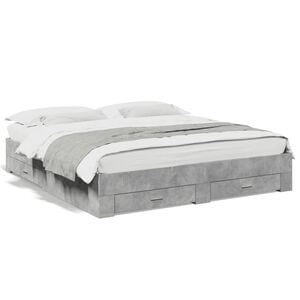 vidaXL Cadre de lit avec tiroirs sans matelas gris b&eacute;ton 200x200 cm