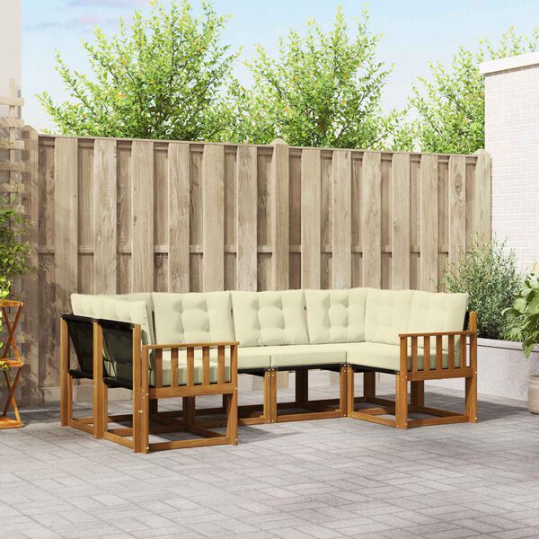 vidaXL Ensemble de canap&eacute;s d'ext&eacute;rieur 6 pcs Naturel et Cr&egrave;me