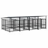 vidaXL Chenil d'ext&eacute;rieur avec toit pour chiens Acier 7,51 m&sup2;