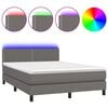 vidaXL Sommier &agrave; lattes de lit avec matelas et LED Gris 140x190 cm