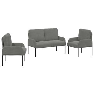 vidaXL Ensembles de canap&eacute;s 3 pc Gris fonc&eacute; Contreplaqu&eacute;