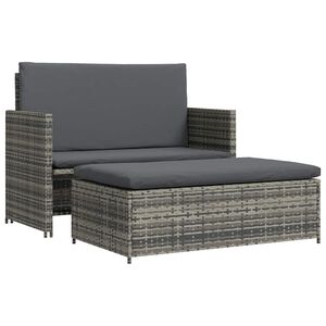 vidaXL Salon de jardin 2 pcs avec coussins R&eacute;sine tress&eacute;e Gris