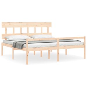 vidaXL Lit pour personne &acirc;g&eacute;e et t&ecirc;te de lit 200x200 cm bois massif