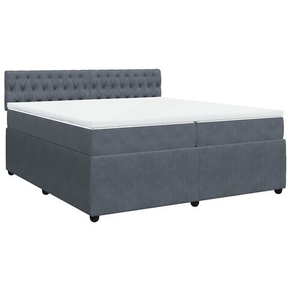 vidaXL Sommier &agrave; lattes de lit et matelas Gris fonc&eacute; 200x200cm Velours