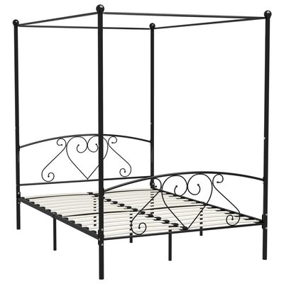 vidaXL Cadre de lit à baldaquin Noir Métal 160 x 200 cm