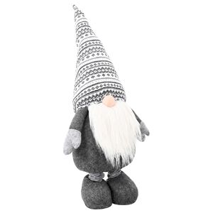 vidaXL Gnome de No&euml;l avec jambes extensibles Gris 130 cm Polyester