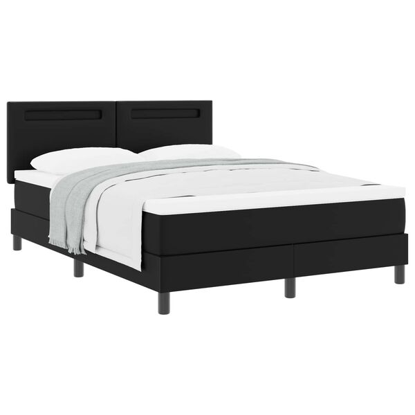 vidaXL Lit &agrave; ressorts avec matelas Noir 140 x 190 cm Simili cuir