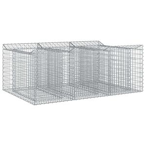 vidaXL Lit sur&eacute;lev&eacute; gabion 150 x 100 x 60 cm Acier galvanis&eacute; Argent&eacute;