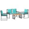 vidaXL Ensemble de meubles d'ext&eacute;rieur 9 pcs Noir et turquoise