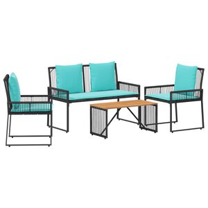 vidaXL Ensemble de meubles d'ext&eacute;rieur 9 pcs Noir et turquoise