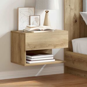 vidaXL Table de chevet murale ch&ecirc;ne artisanal
